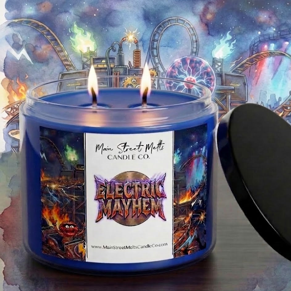 Electric Mayhem | Disney Inspired Scented Soy Candle - Rockin' Rollercoaster Fragrance