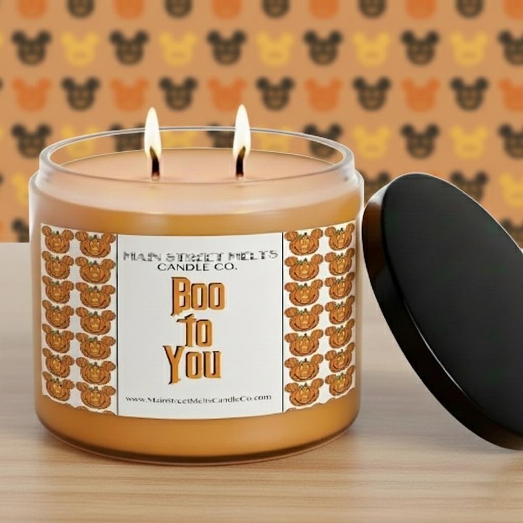Boo To You | Disney Inspired Scented Soy Candle - Pumpkin Vanilla Marshmallow Fragrance