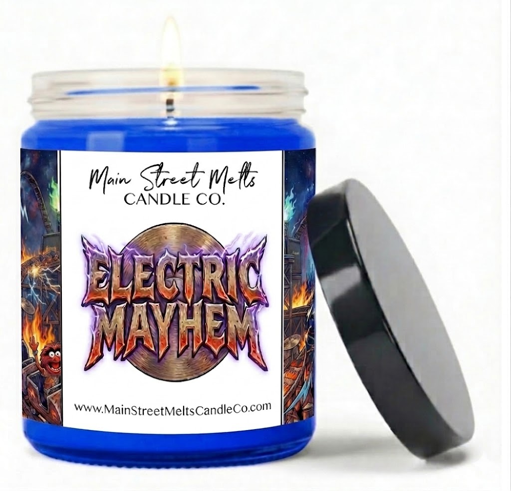 Electric Mayhem | Disney Inspired Scented Soy Candle - Rockin' Rollercoaster Fragrance