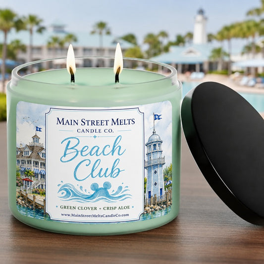 Beach Club | Disney Inspired Scented Soy Candle - Resort Lobby Green Clover + Aloe Fragrance