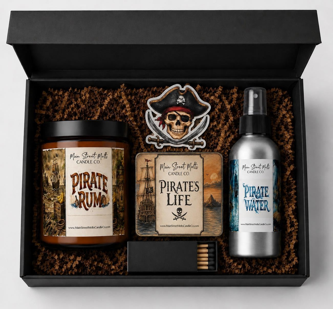 Pirates Gift Box | Disney Inspired Scented Soy Candle, Spray + Soap - Pirates of the Caribbean Ride Fragrances