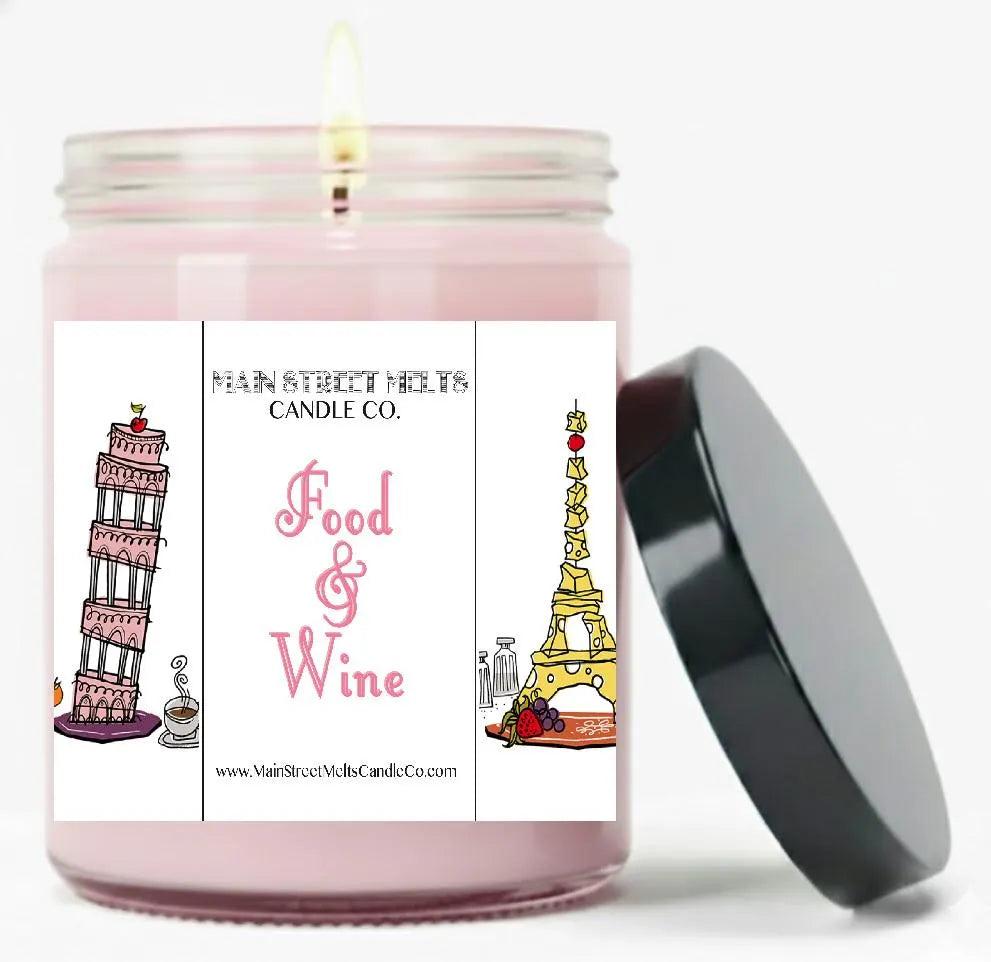 Food & Wine | Disney Inspired Scented Soy Candle - Festival Strawberry Champagne Fragrance