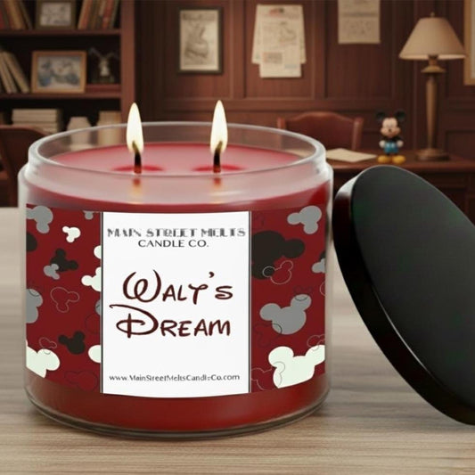 Walt's Dream | Disney Inspired Scented Soy Candle - Cherry Tobacco Fragrance