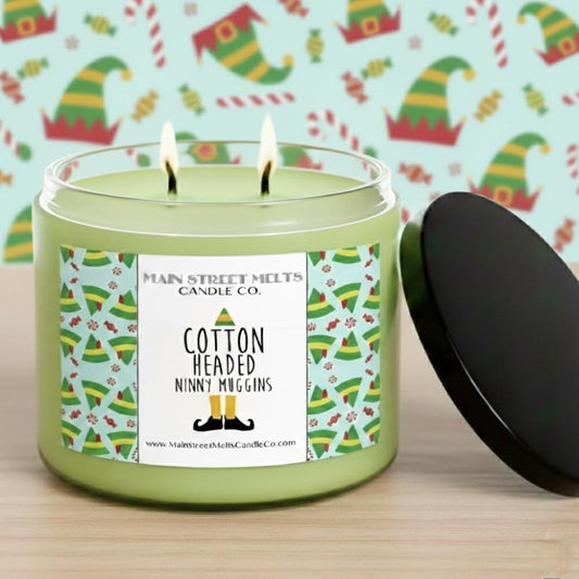 Cotton Headed Ninny Muggins | Elf Inspired Scented Soy Candle - Peppermint Cocoa Fragrance