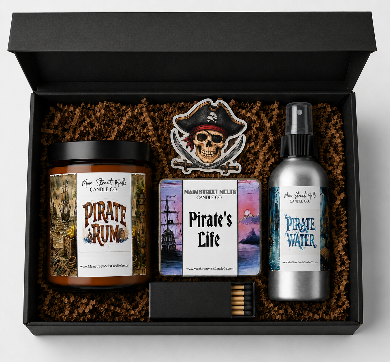 Pirates Gift Box | Disney Inspired Scented Soy Candle, Spray + Soap - Pirates of the Caribbean Ride Fragrances