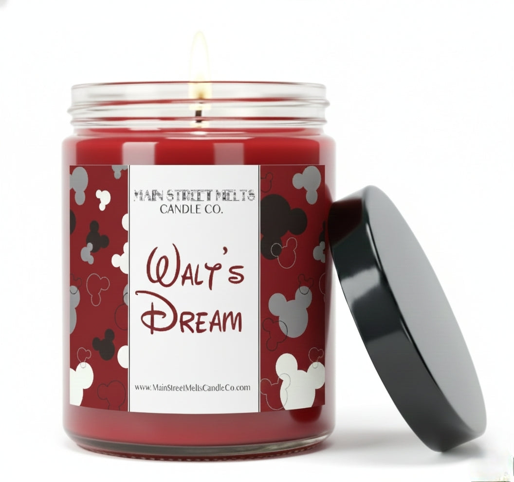 Walt's Dream | Disney Inspired Scented Soy Candle - Cherry Tobacco Fragrance
